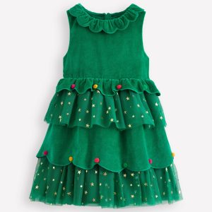 Christmas Tree Tulle Dress-Shady Green