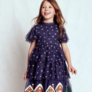 Tulle Tiered Gingerbread Dress-Medieval Blue