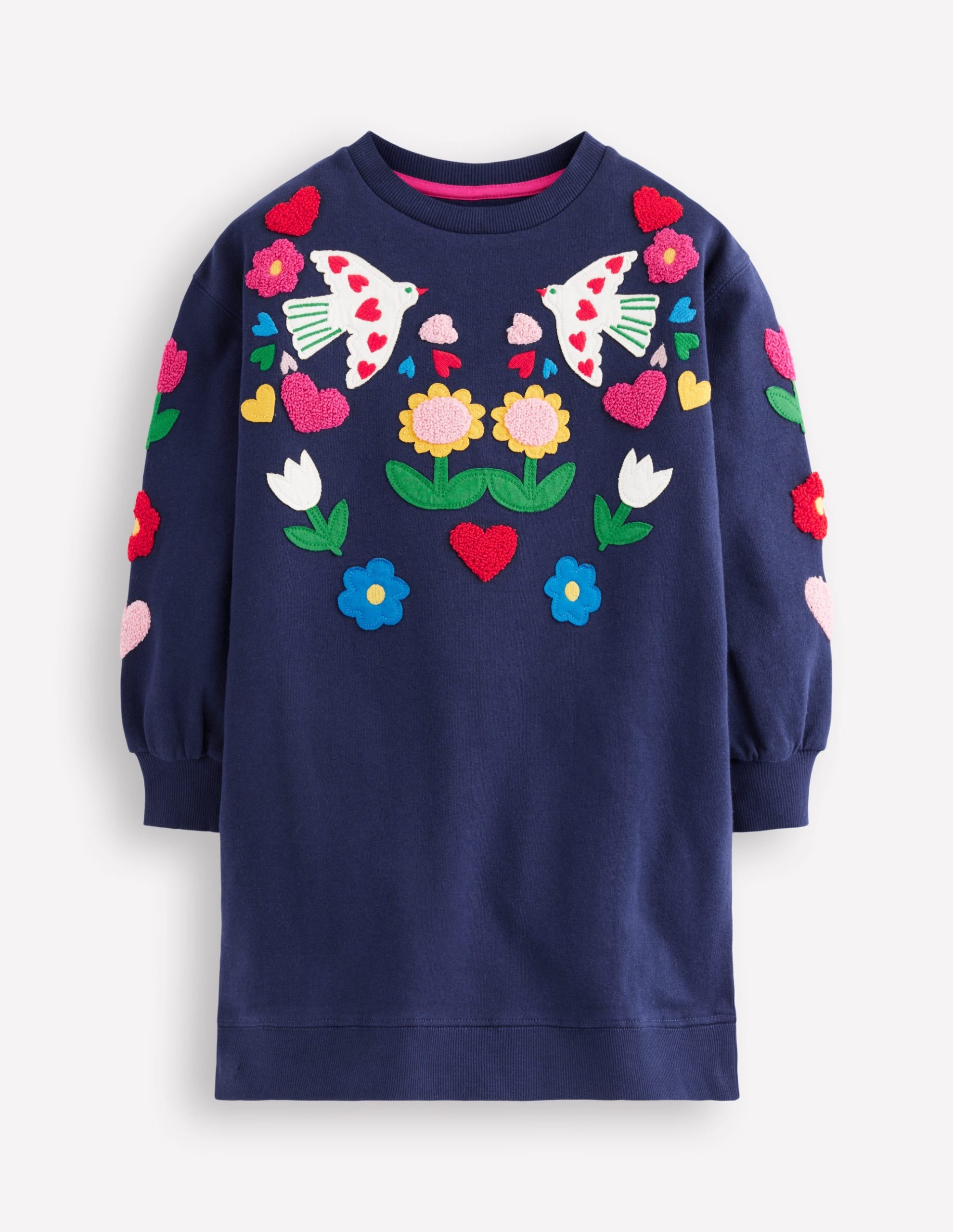Relaxed Sweatshirt Dress-College Navy Birds - Image 5