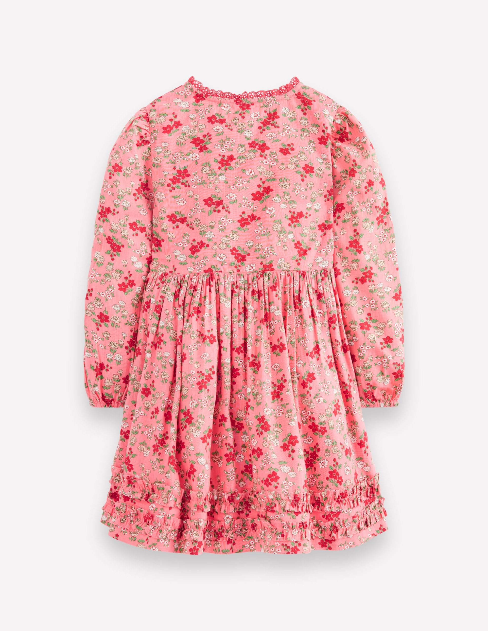 Pretty Interest Shirt Dress-Salmon Pink Meadow Floral - Image 3