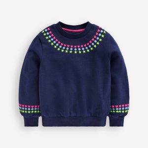 Embroidered Sweatshirt-College Navy Embroidery