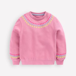Embroidered Sweatshirt-Pink haze Embroidery