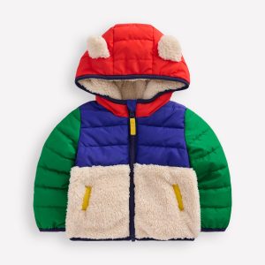 Boys Mixed Borg Jacket-Multi Colour Block