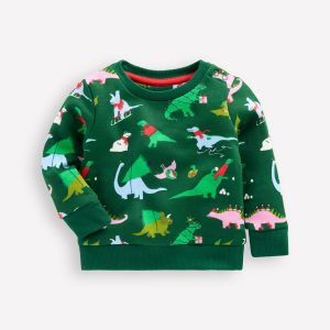 Printed Sweatshirt-Green Dinos