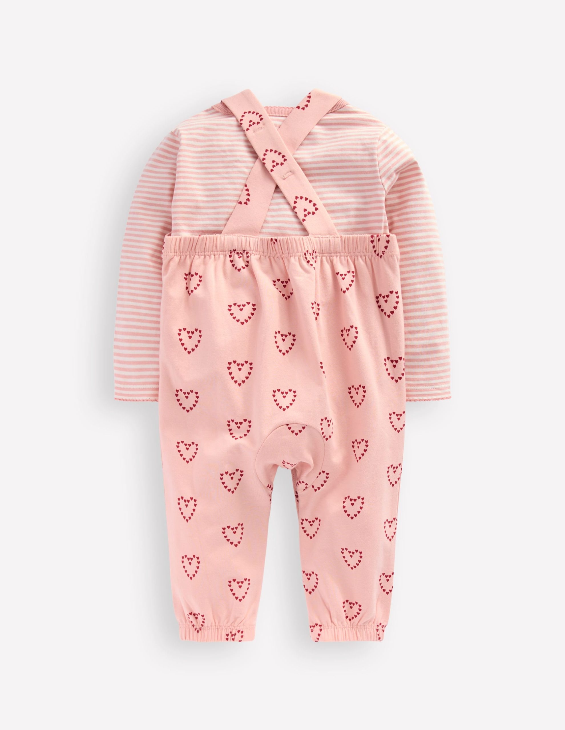 Jersey Dungaree Set-Pink Hearts - Image 2