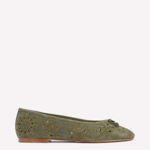 Cut Out Ballet Flats-Deep Olive