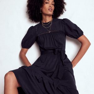 Lorelei Broderie Jersey Dress-Navy