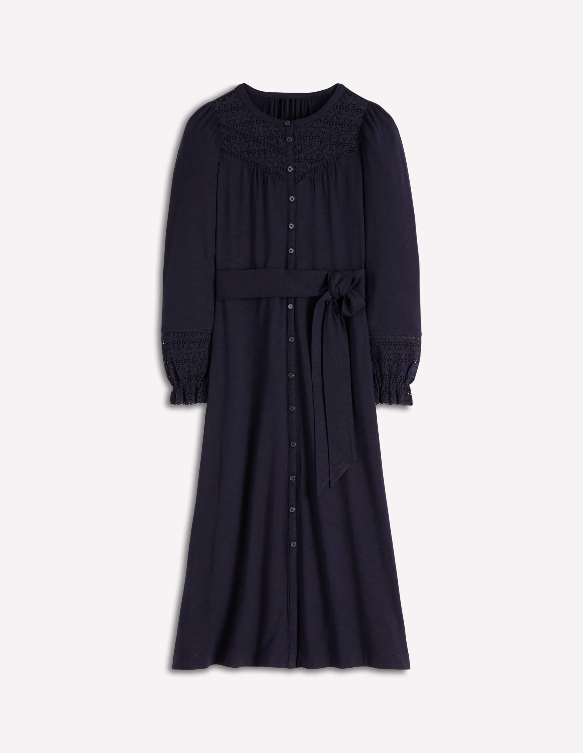 Pippa Broderie Jersey Dress-Navy - Image 6