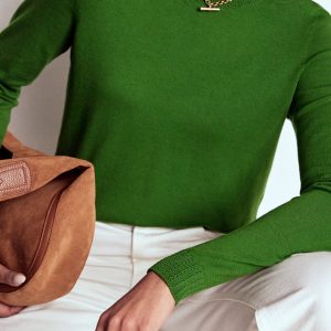 Emilia Cotton Crew Sweater-Promenade Green