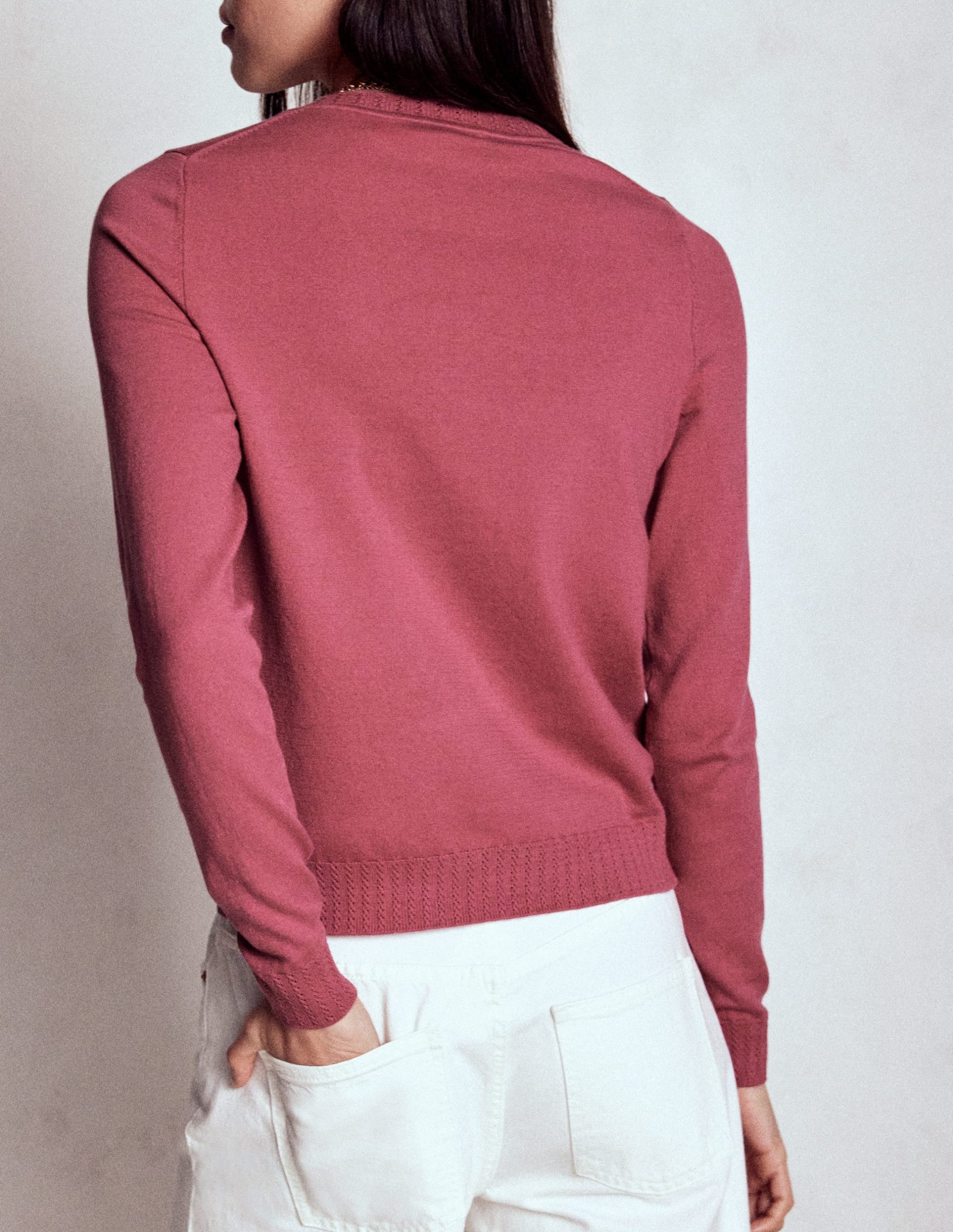 Emilia Cotton Crew Sweater-Pink Heather - Image 3