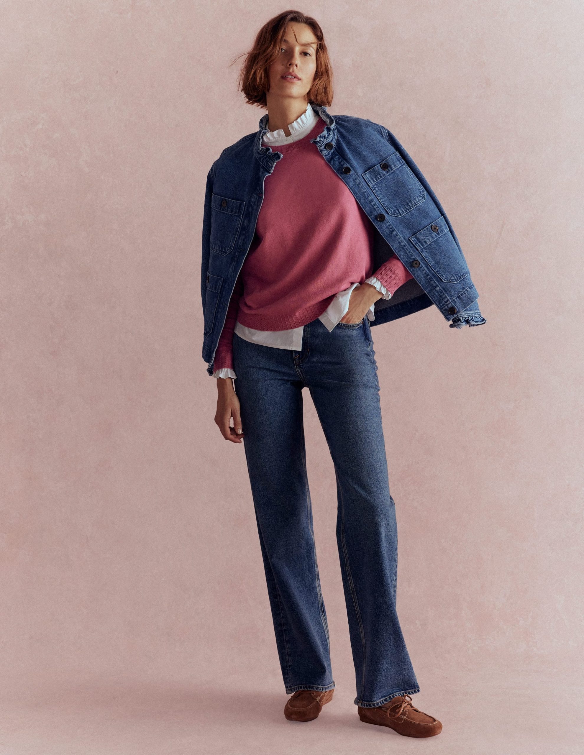 Emilia Cotton Crew Sweater-Pink Heather - Image 5