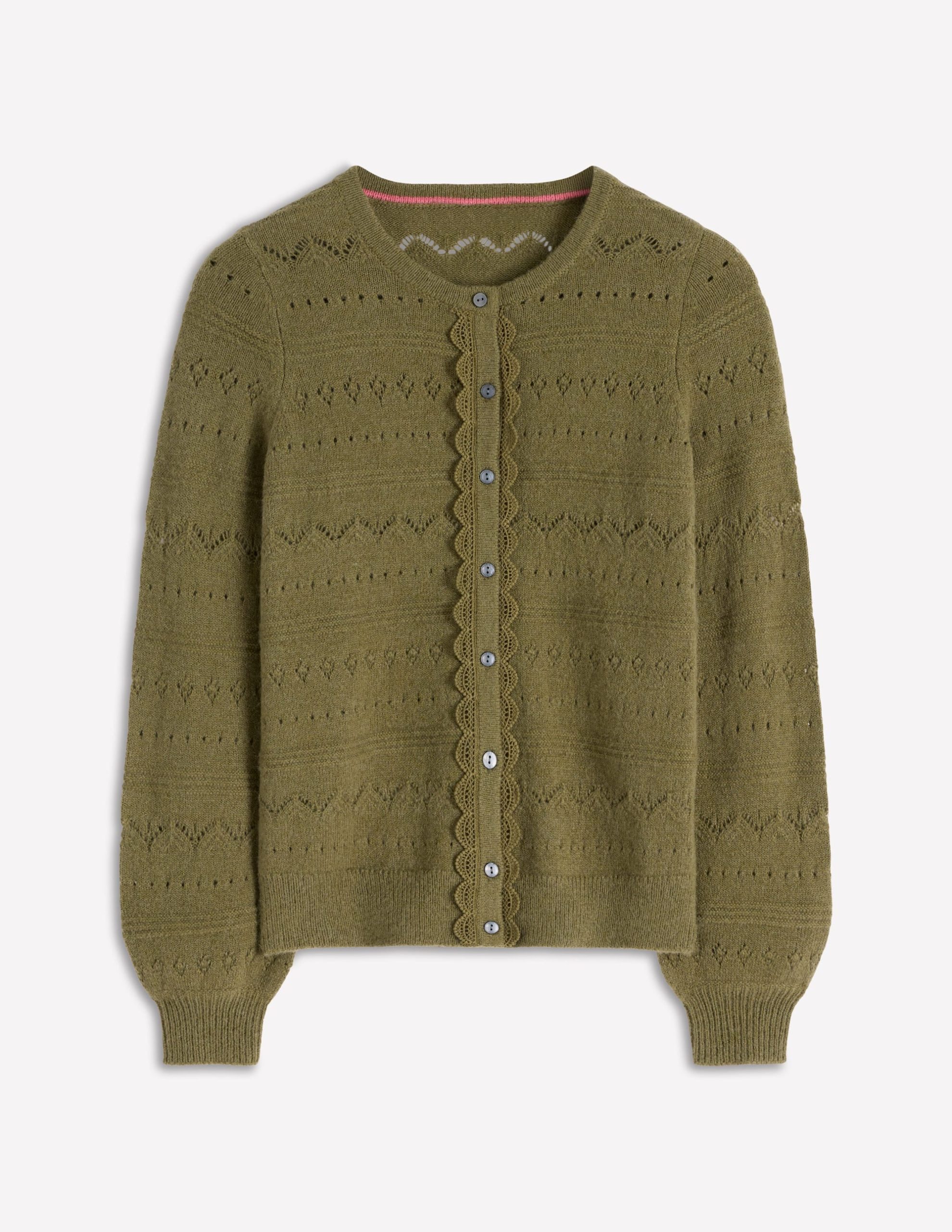 Leticia Lace Trim Cardigan-Woodland Green - Image 5