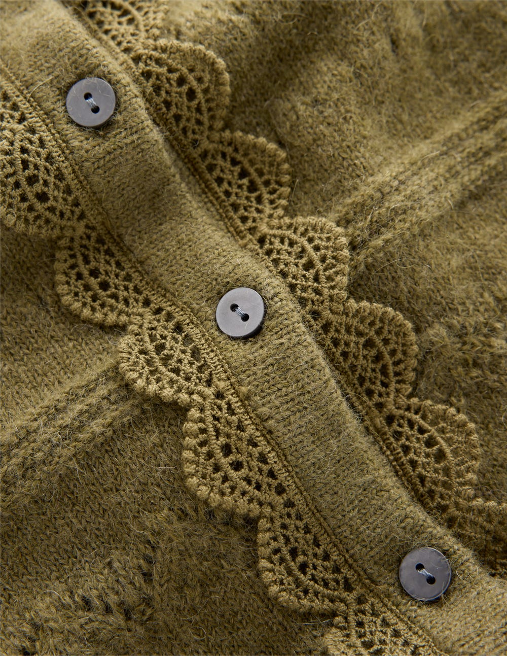 Leticia Lace Trim Cardigan-Woodland Green - Image 6