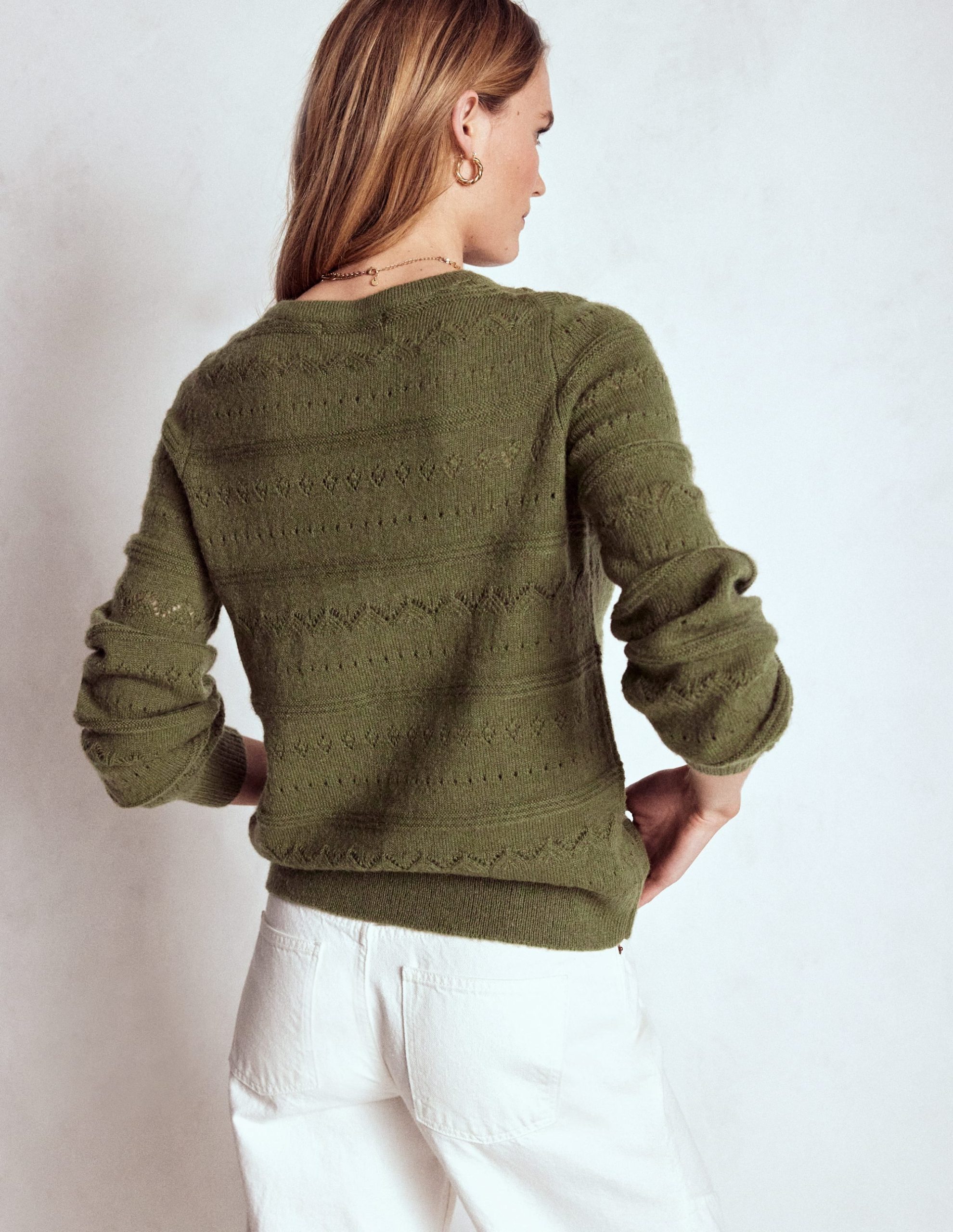 Leticia Lace Trim Cardigan-Woodland Green - Image 3
