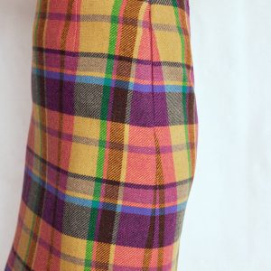 Wool A Line Skirt-Yellow. Pink and Green Check