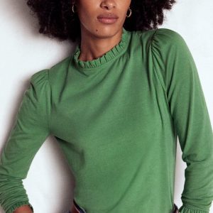 Supersoft Frill Detail Top-Newt Green