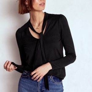 Tie Neck Supersoft Top-Black