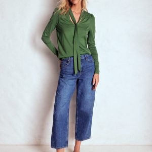 Tie Neck Supersoft Top-Hunter Green