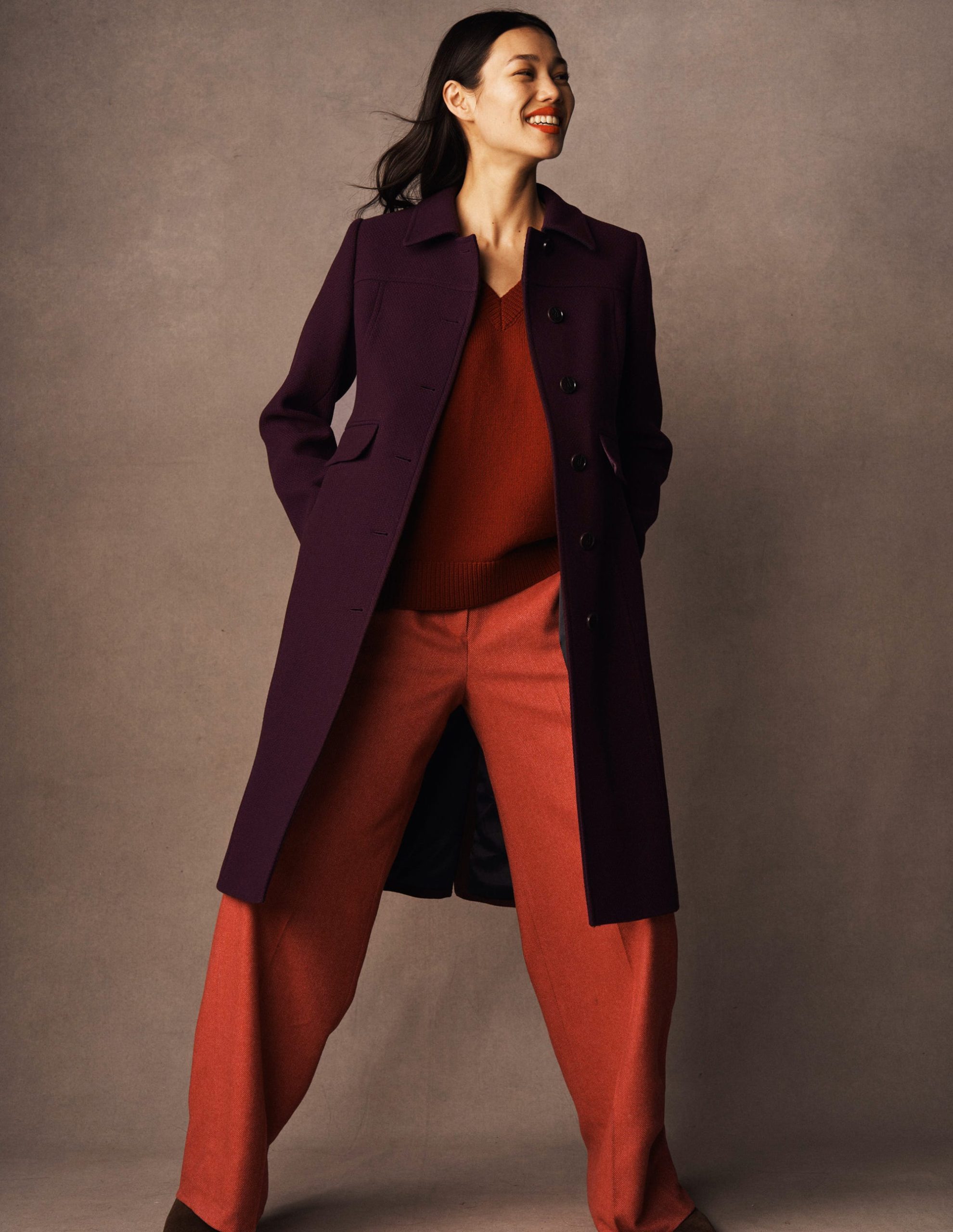 St Albans Fitted Coat-Dark Cherry - Image 6