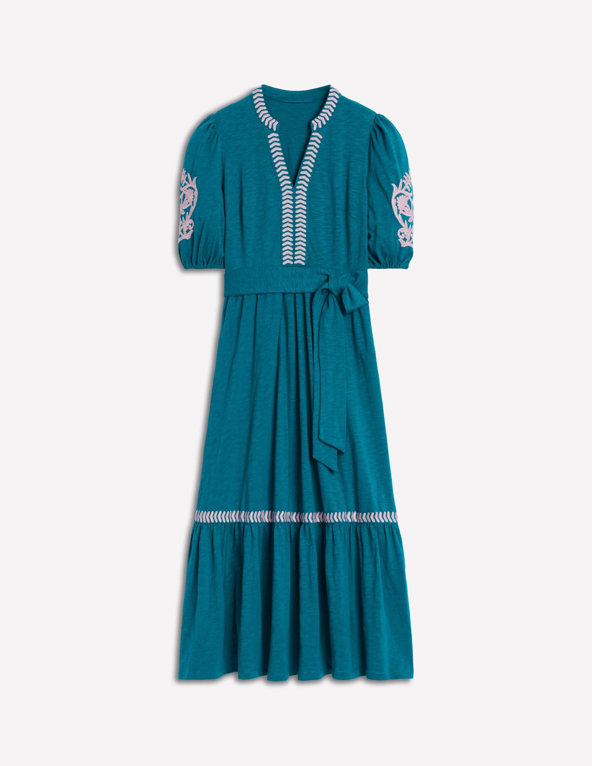 Amara Embroidered Jersey Dress-Deep Sea. Meadowsweet Pink - Image 6