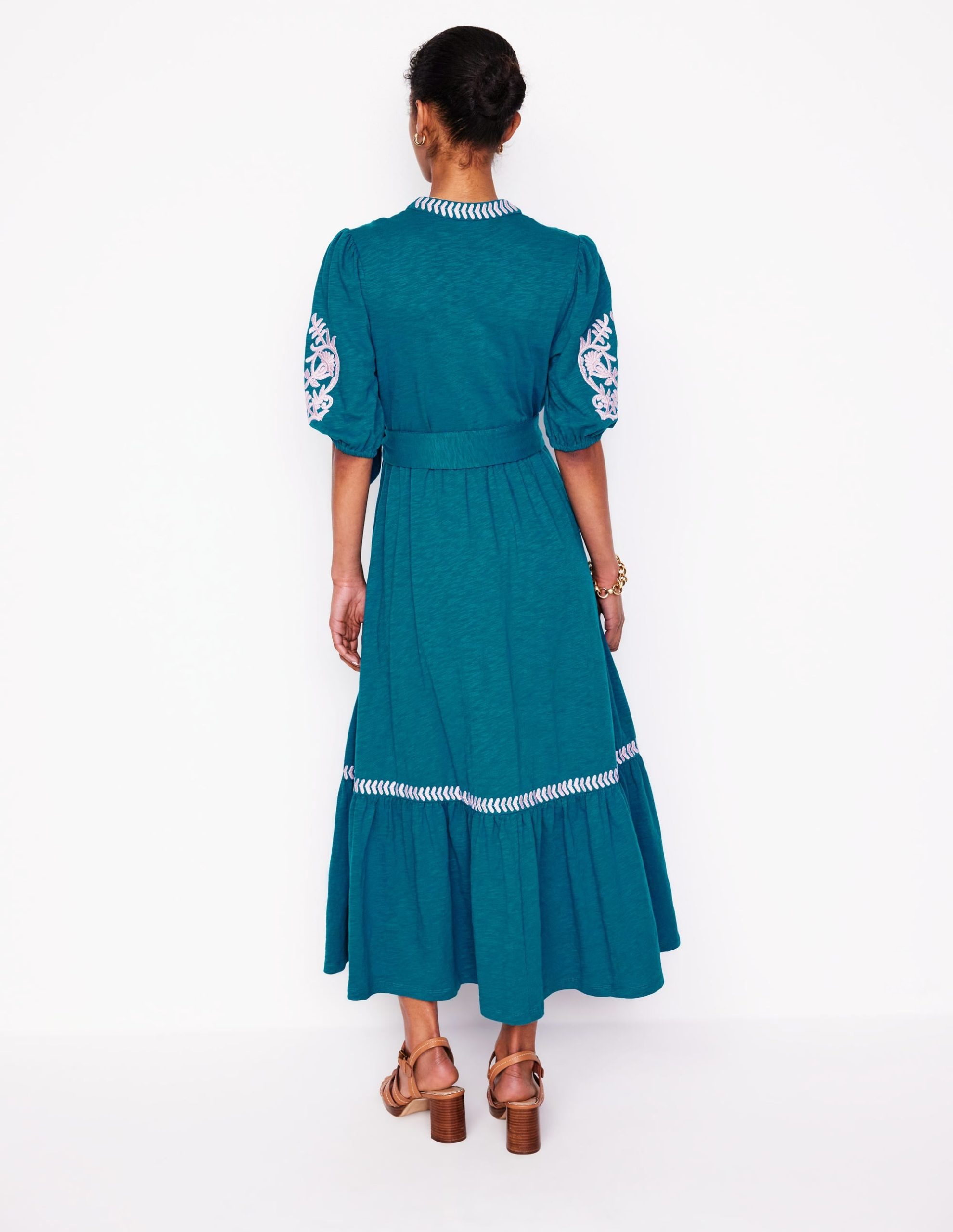 Amara Embroidered Jersey Dress-Deep Sea. Meadowsweet Pink - Image 3