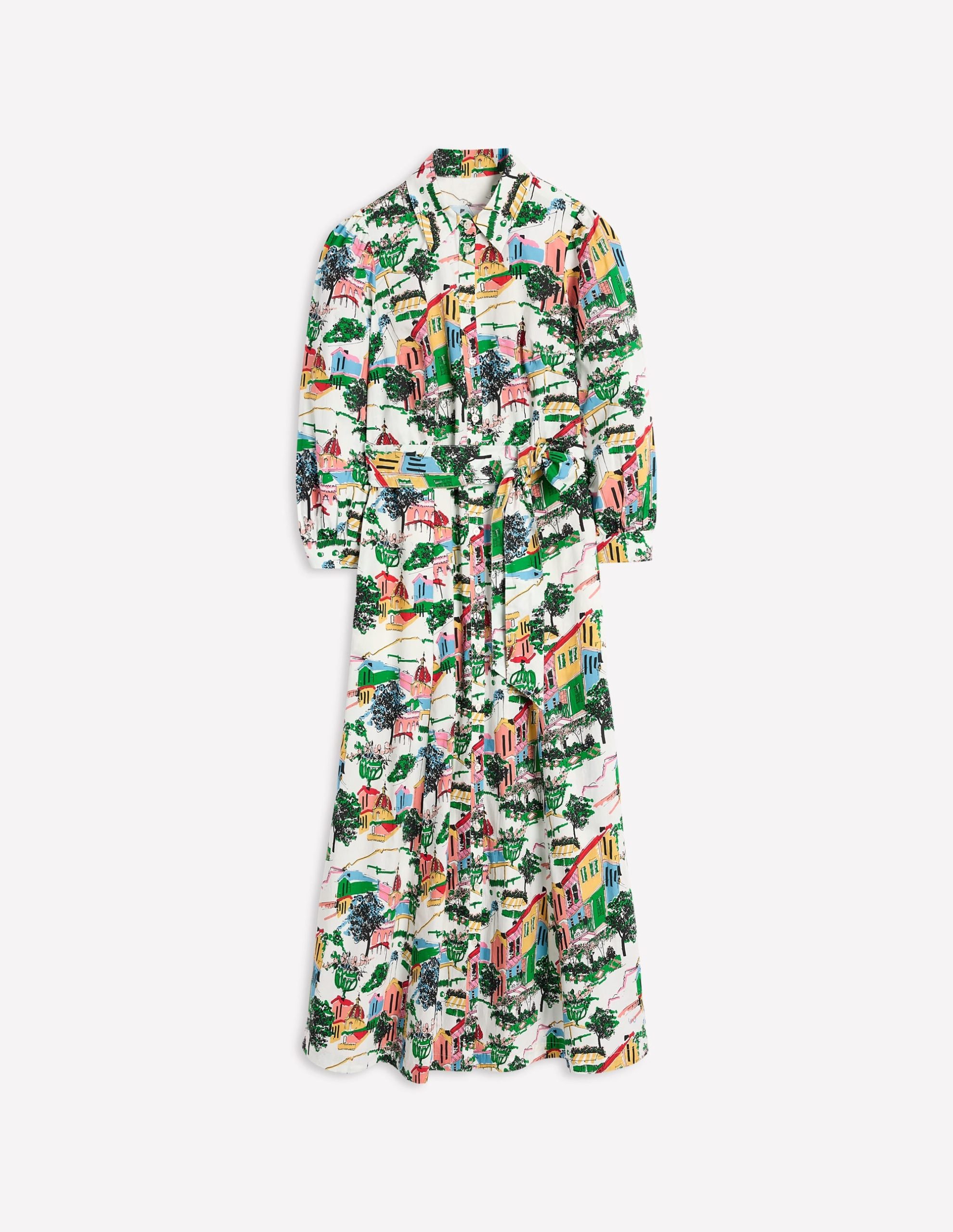 Clara Cotton Shirt Dress-Multi. Painted Village - Image 6