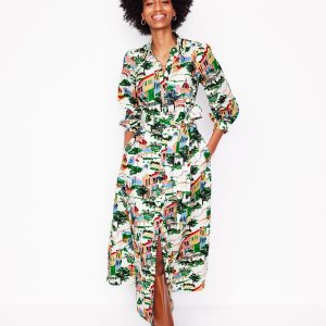 Clara Cotton Shirt Dress-Multi. Painted Village