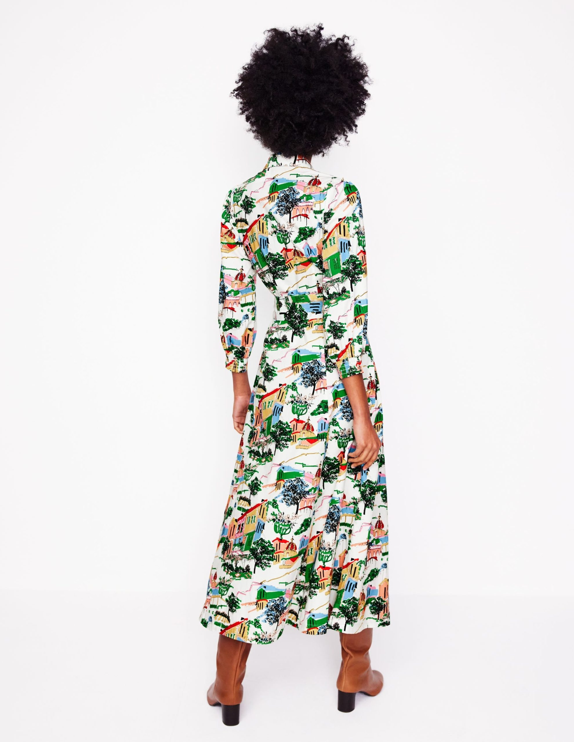 Clara Cotton Shirt Dress-Multi. Painted Village - Image 3