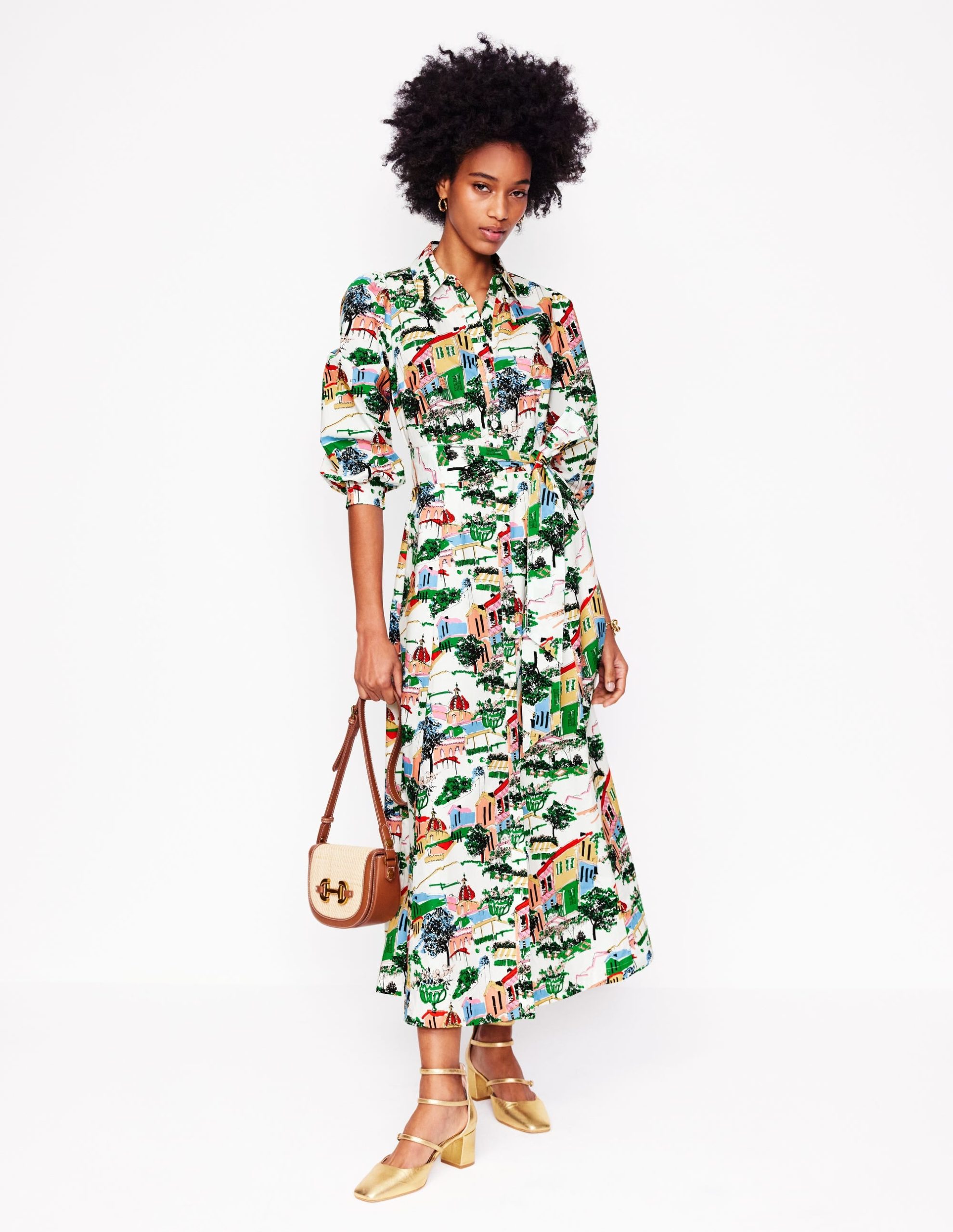 Clara Cotton Shirt Dress-Multi. Painted Village - Image 5