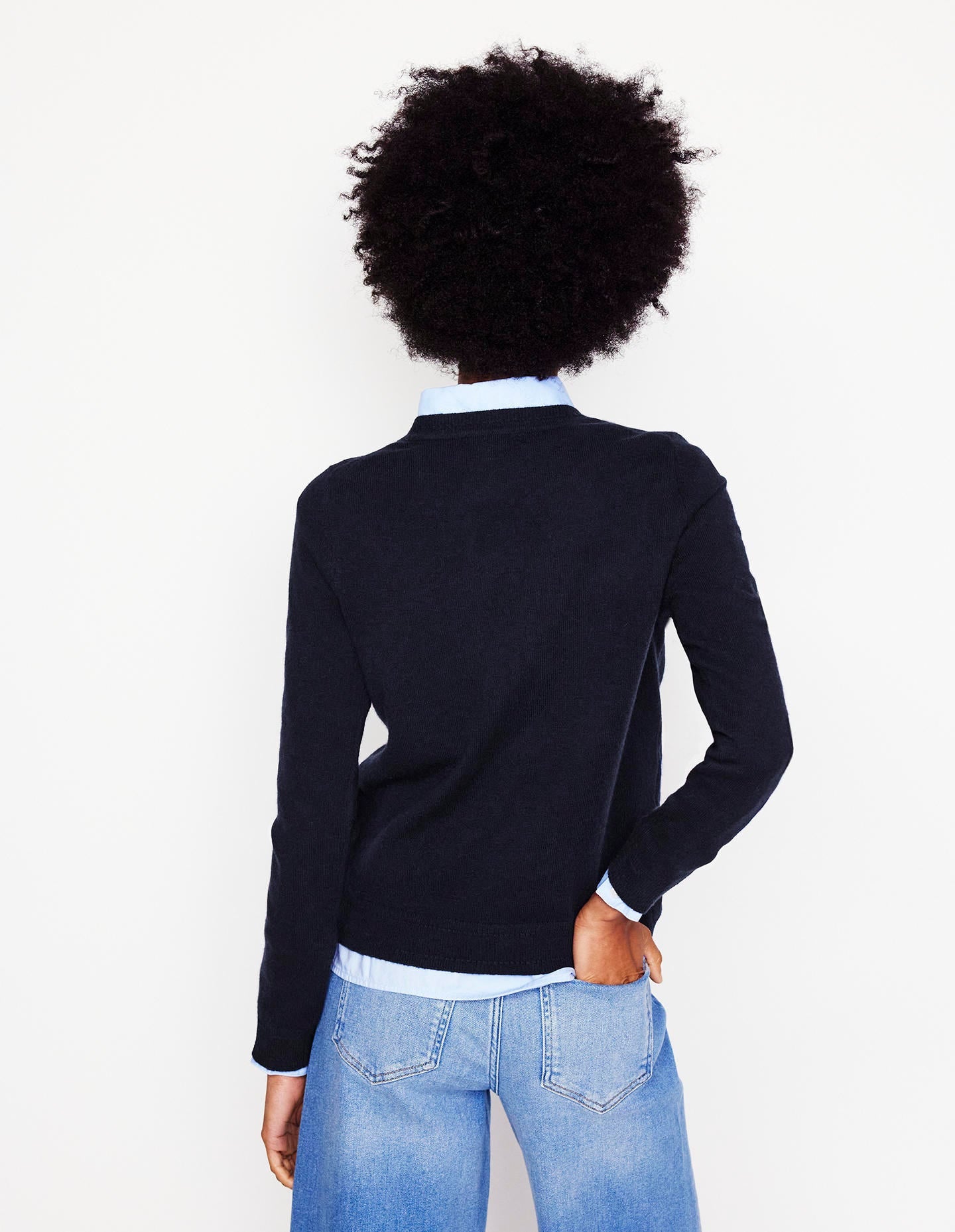 Eva Cashmere Crew Neck Sweater-Navy - Image 2