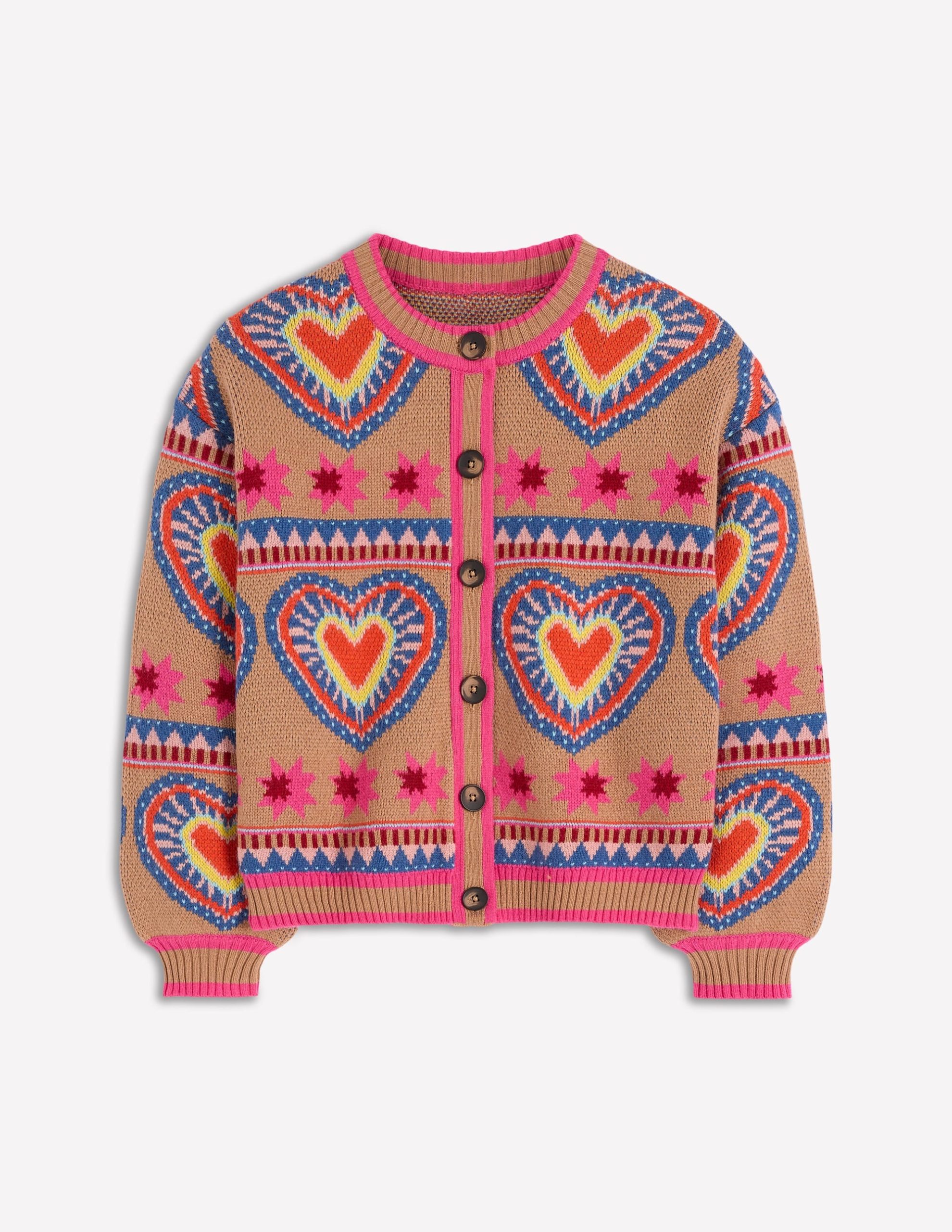 Abi Jacquard Cardigan-Camel Melange. Hearts - Image 5