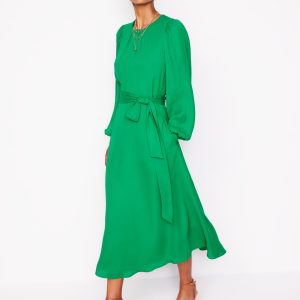 Blouson Sleeve Midi Dress-Rich Emerald