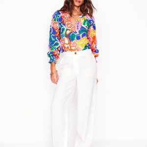 Evie Double Cloth Top-Multi. Foliage Twirl