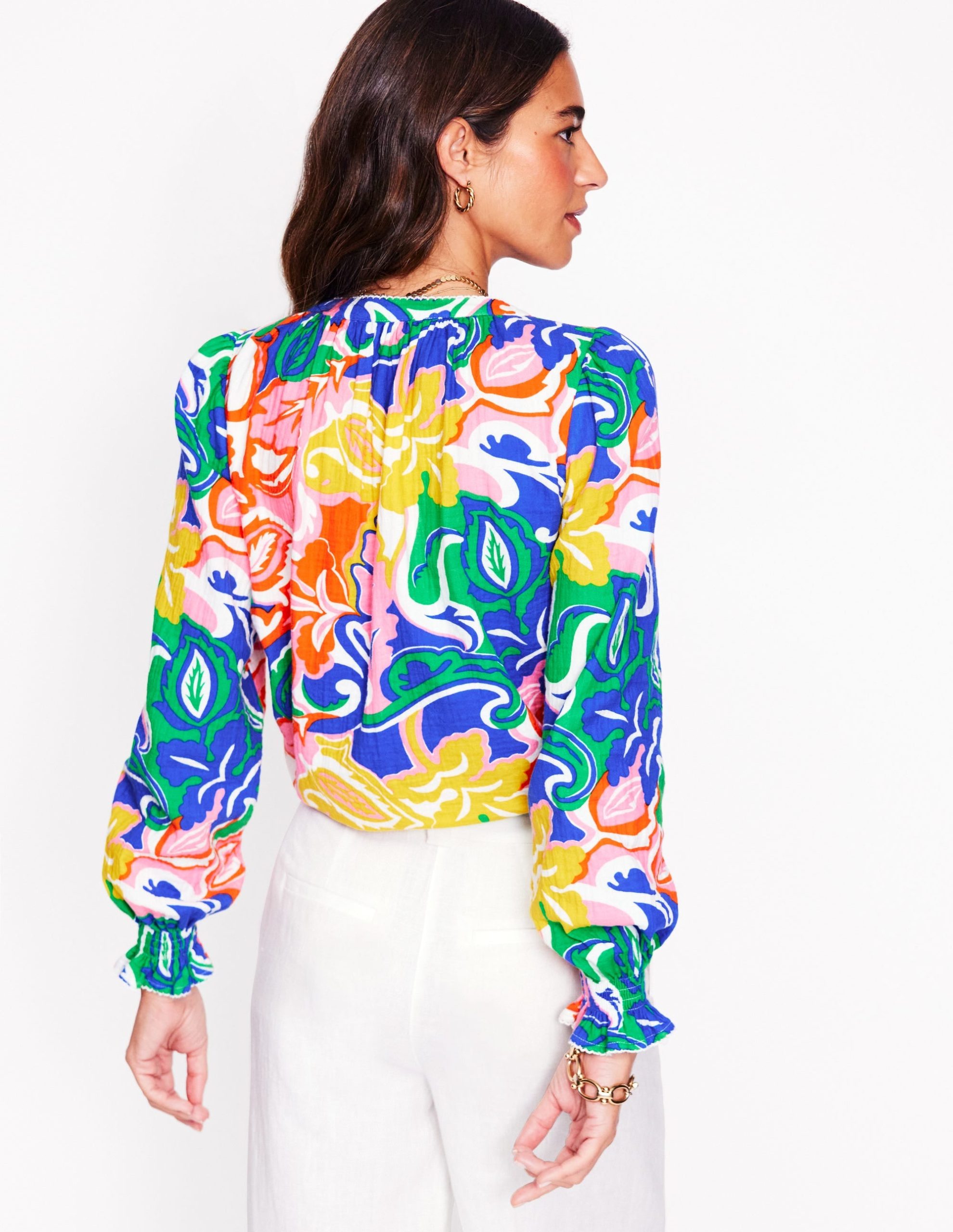 Evie Double Cloth Top-Multi. Foliage Twirl - Image 3