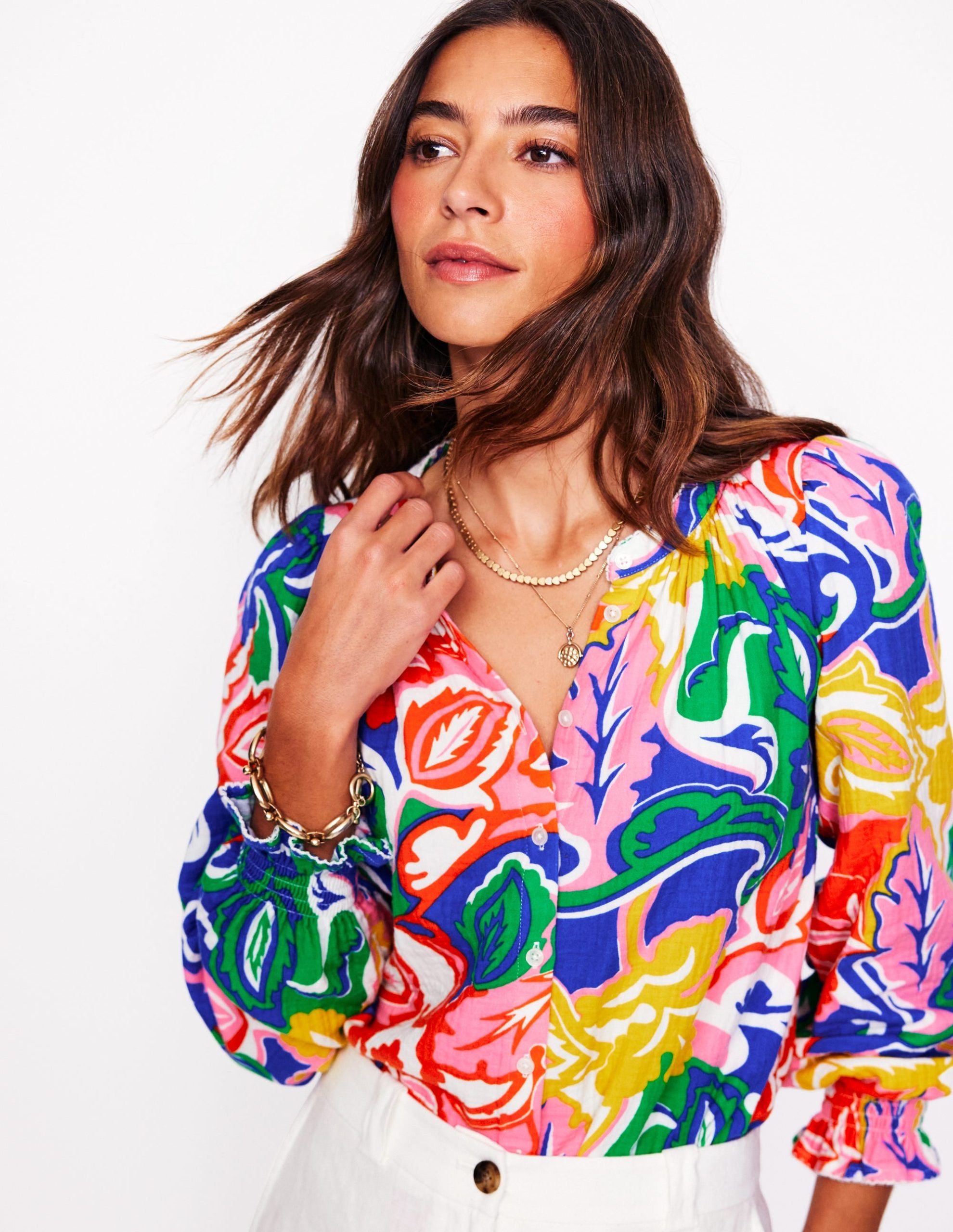 Evie Double Cloth Top-Multi. Foliage Twirl - Image 4
