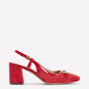 Iris Snaffle Slingback Heels-Post Box Red