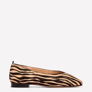 High Cut Stitch Detail Flats-Black/White