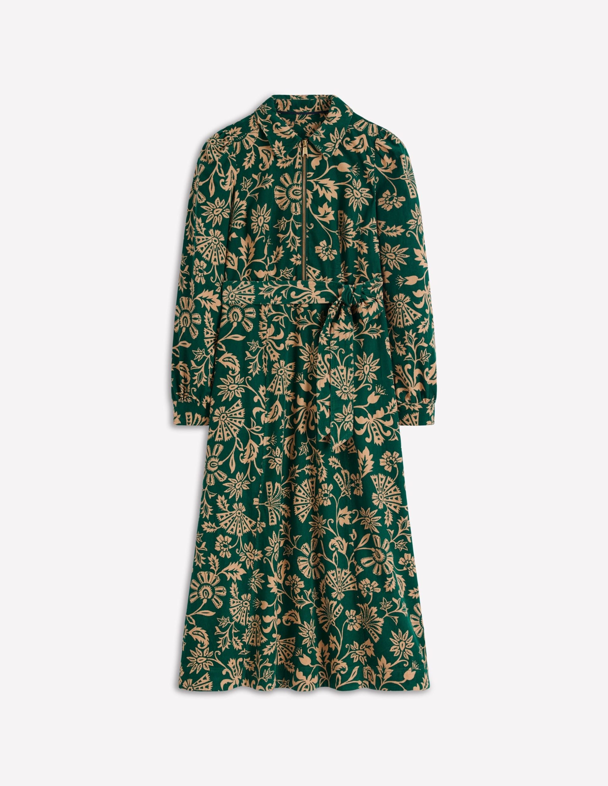 Adelaide Zip Cord Midi Dress-Emerald Night. Elaborate Vine - Image 6