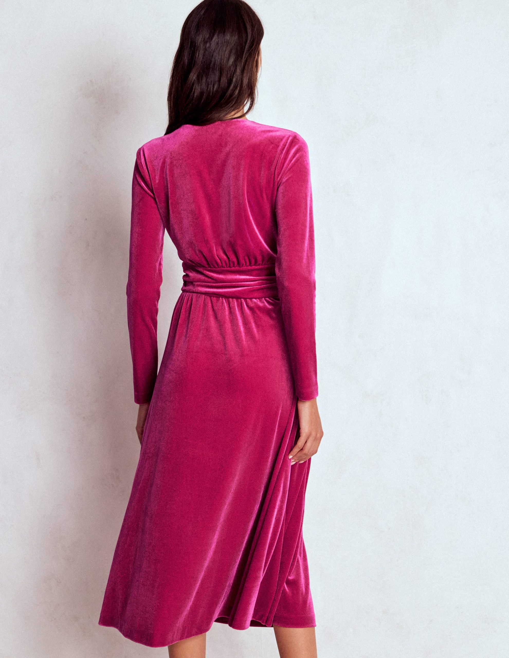 Tilda Velvet Midi Dress-Vibrant Pink - Image 3