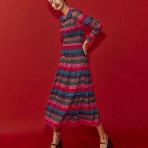 Metallic Wave Dress-Multi Stripe