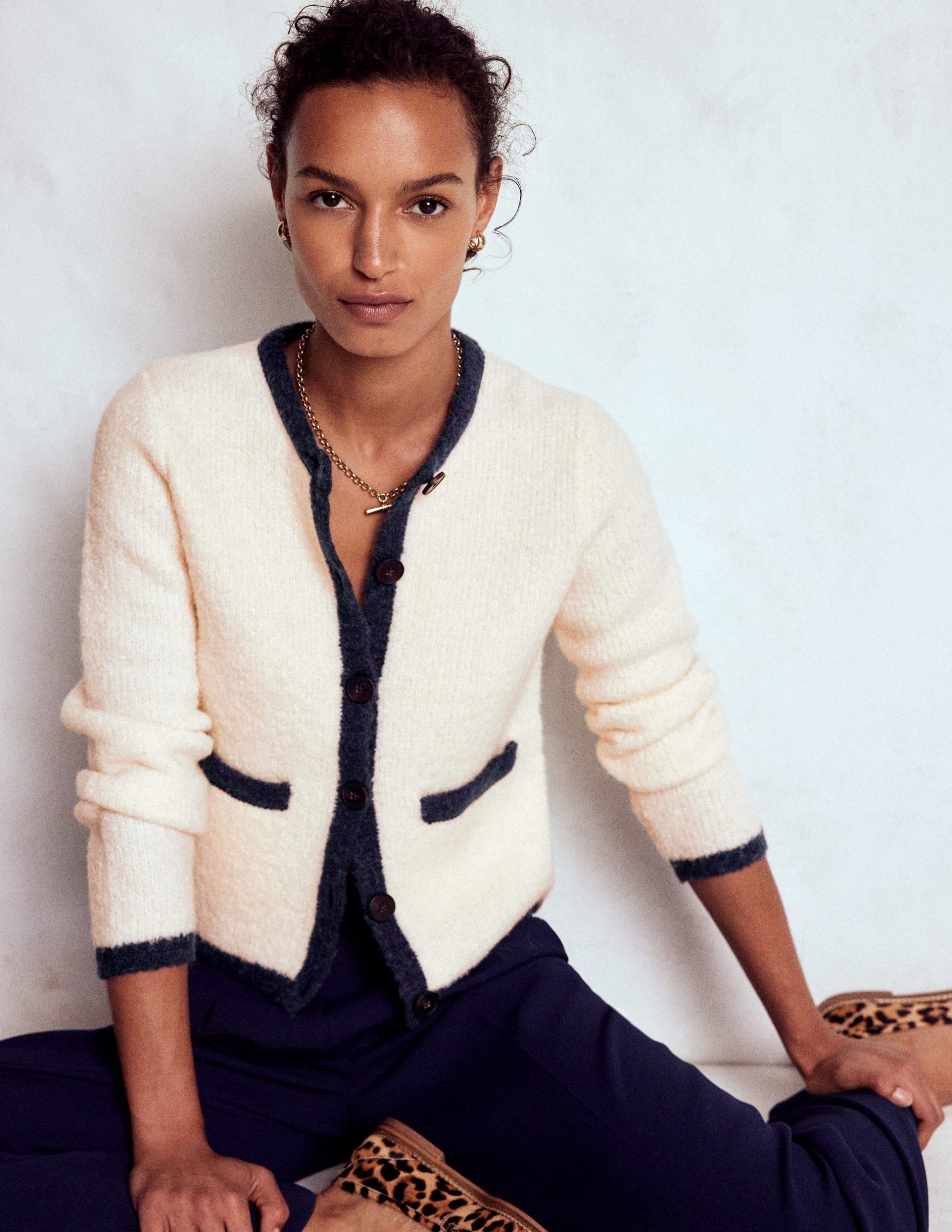 Holly Boucle Knitted Jacket-Warm Ivory. Boucle