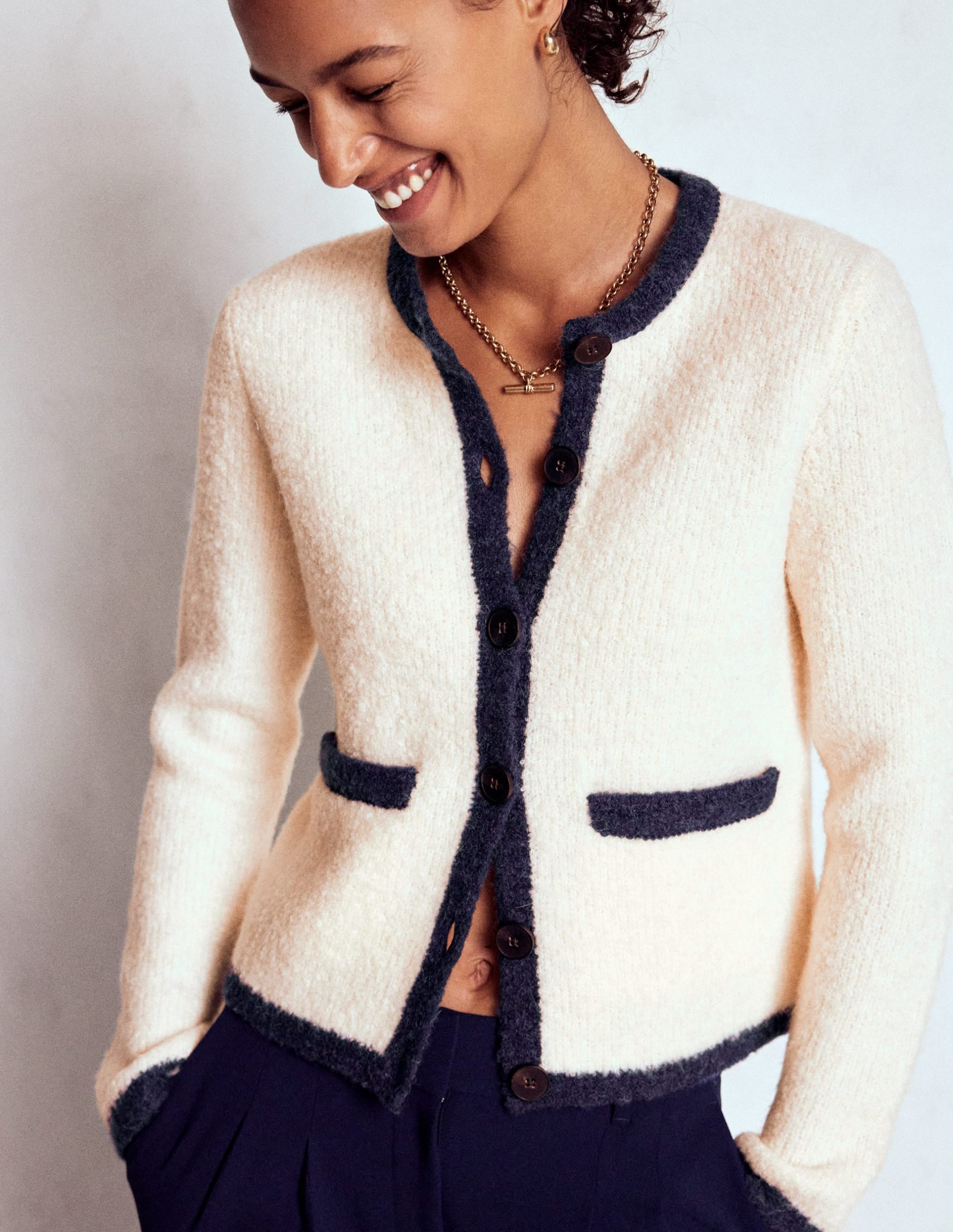 Holly Boucle Knitted Jacket-Warm Ivory. Boucle - Image 2