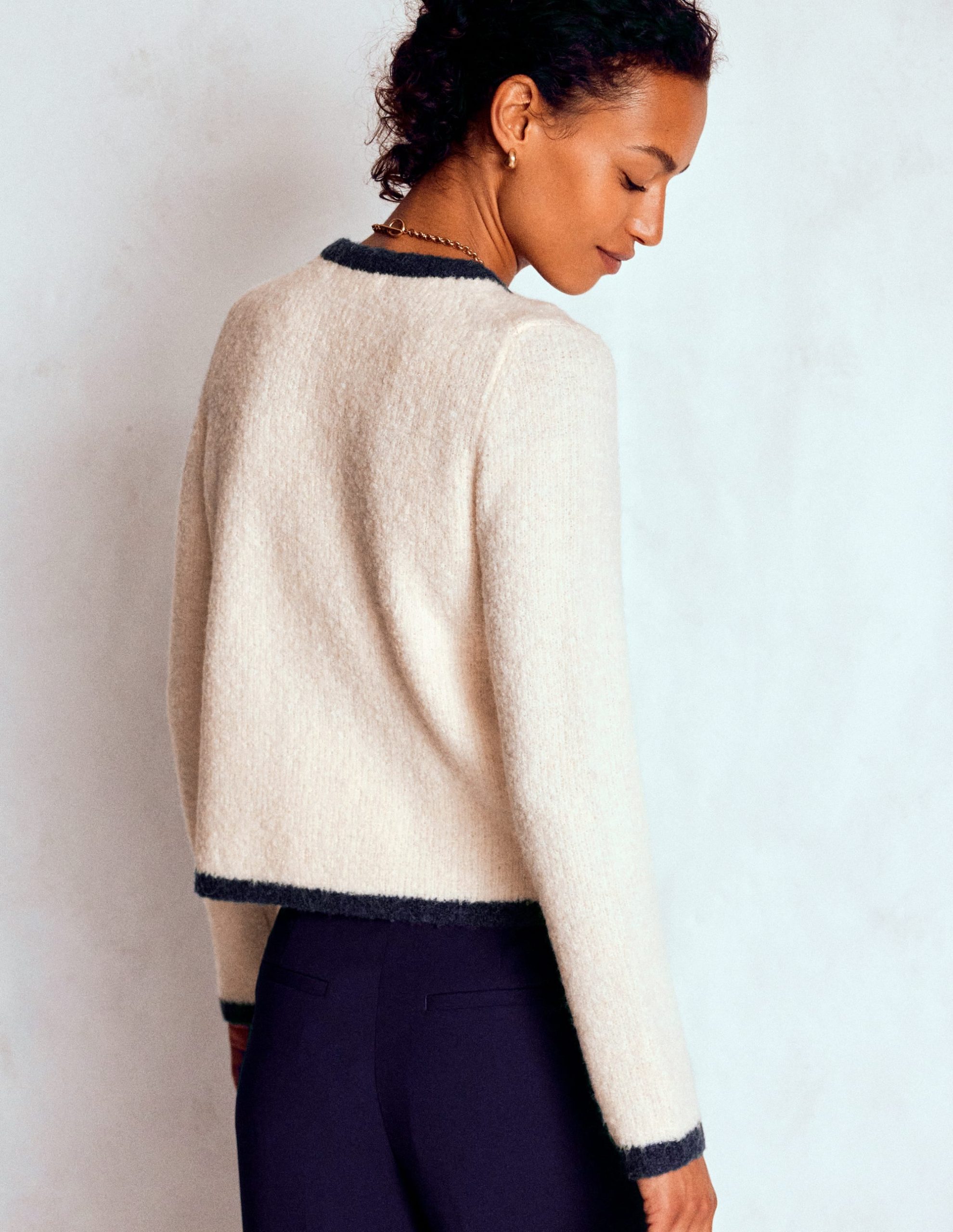 Holly Boucle Knitted Jacket-Warm Ivory. Boucle - Image 3