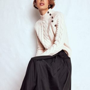 Amara Merino Cable Sweater-Warm Ivory