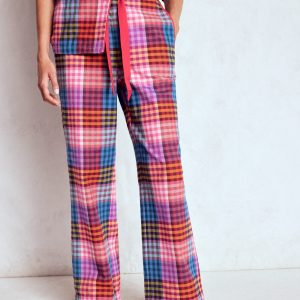 Brushed Cotton Pyjama Pants-Rainbow Blanket Multigingham