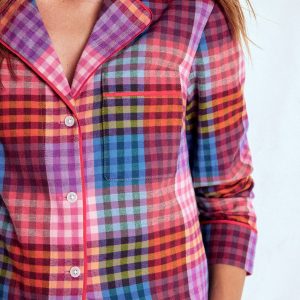 Brushed Cotton Pyjama Shirt-Rainbow Blanket Multigingham