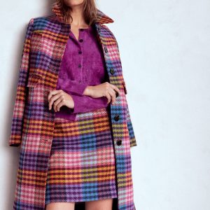 Wool A Line Skirt-Rainbow Blanket MultiGingham