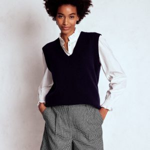 Wool Tailored Shorts-Black and Ivory Puppytooth
