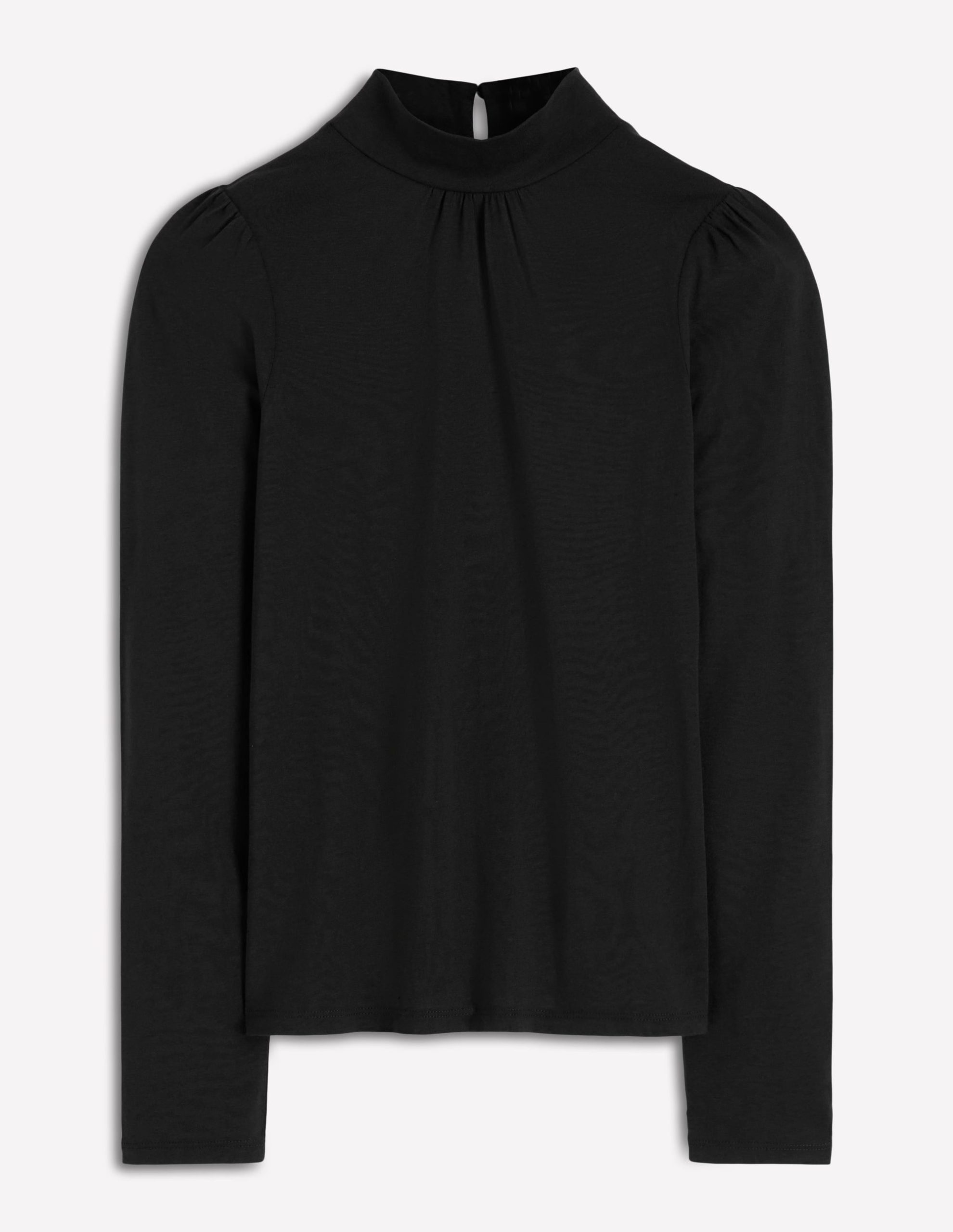 Puff Shoulder Jersey Top-Black - Image 5