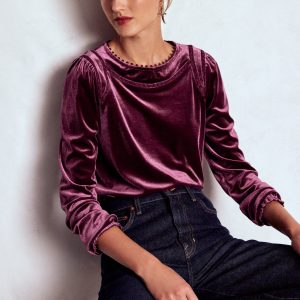 Mila Velvet Top-Deep Wisteria
